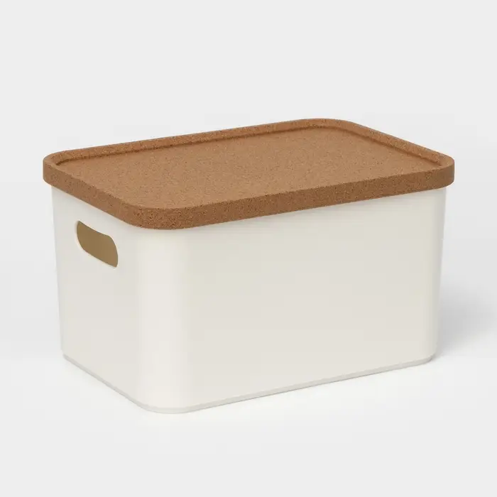 Корзина для хранения Korely maxi, 2.4 л, 23.5&times;16.5&times;13.5 см, с крышкой, цвет слоновая кость