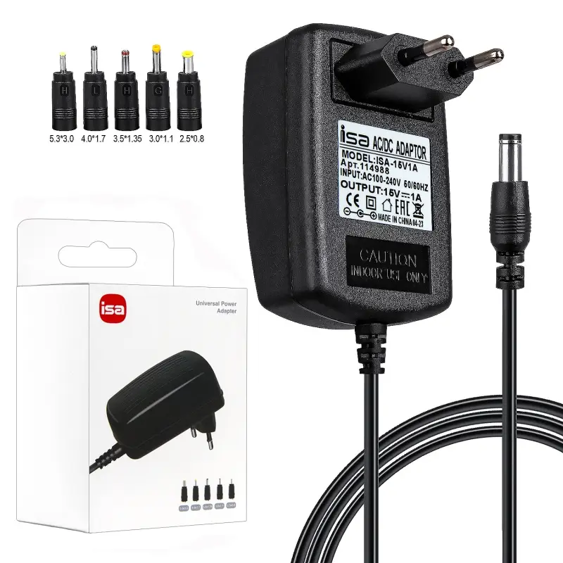 Блок питания 15V 1A с адаптерами ISA (200шт/кор) Блок питания 15V 1A с адаптерами ISA (200шт/кор)