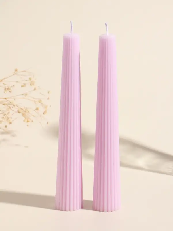 Набор свечей, 3.5х23 см, 2 шт "Башня" светло-розовый 4х9,5х25 см