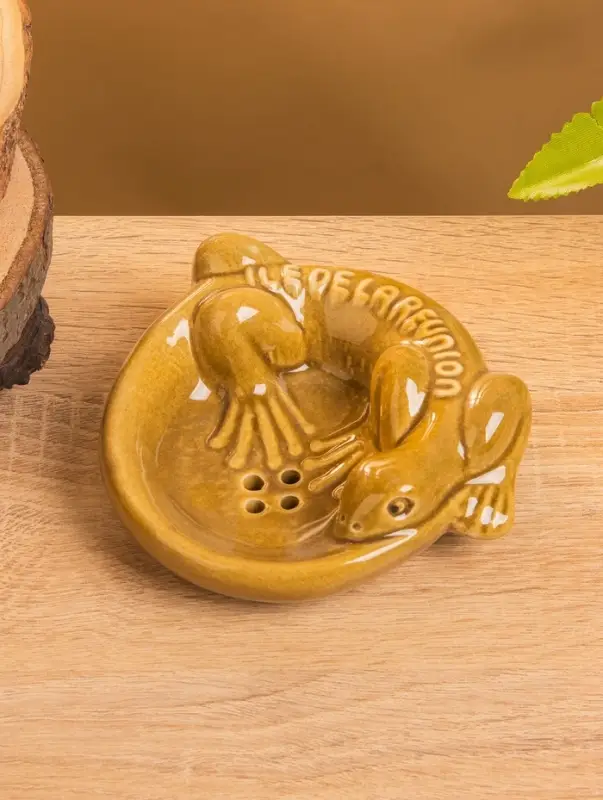 Мыльница "Хвостатый геккон" керамика, цв. коричневый, 11х11х3 см