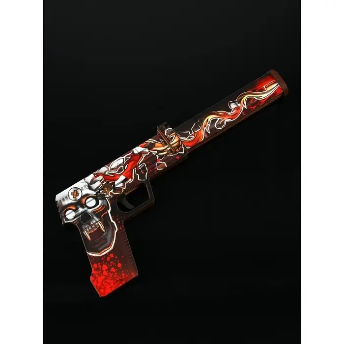 Сувенир деревянный пистолет с глушителем «Череп и пуля», ВБ, 31.9 см