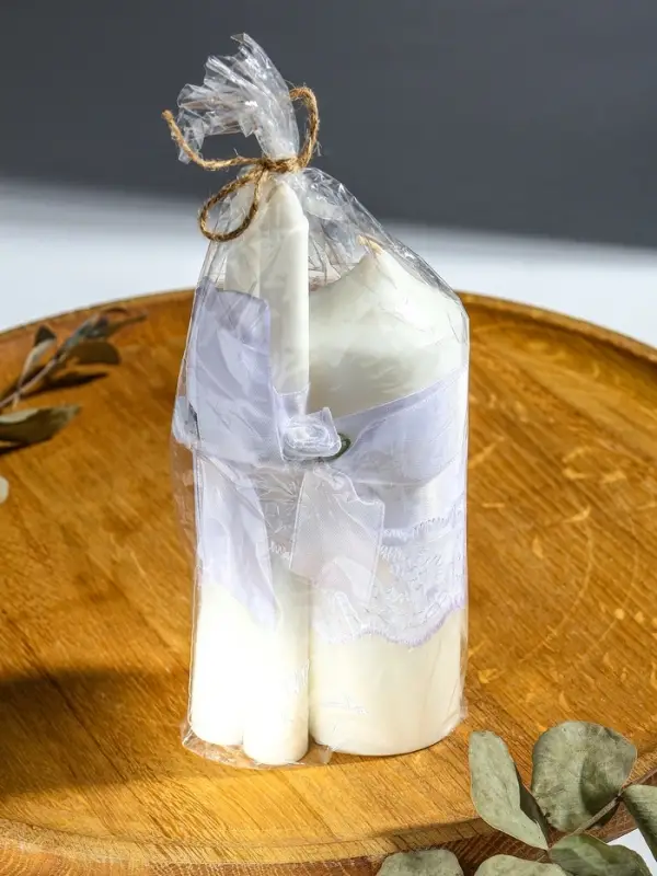 Свечи свадебные  Свечи свадебные "Пышный" набор 3 шт (16 см + 2 шт по 18 см), белый