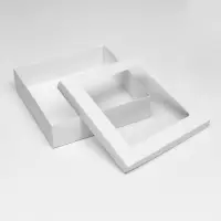 Коробка подарочная складная, упаковка, крышка-дно, с окном, белая, 30&times;30&times;8 см