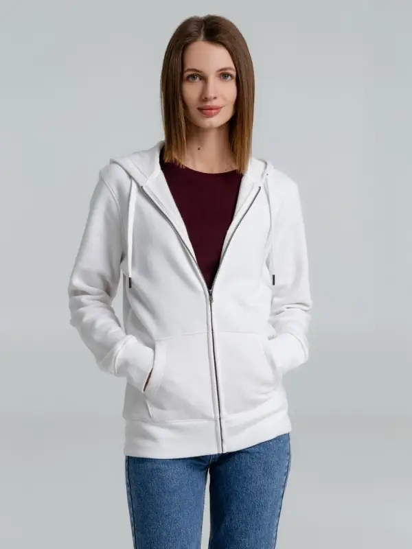 Толстовка на молнии с капюшоном унисекс King, белая, размер XS