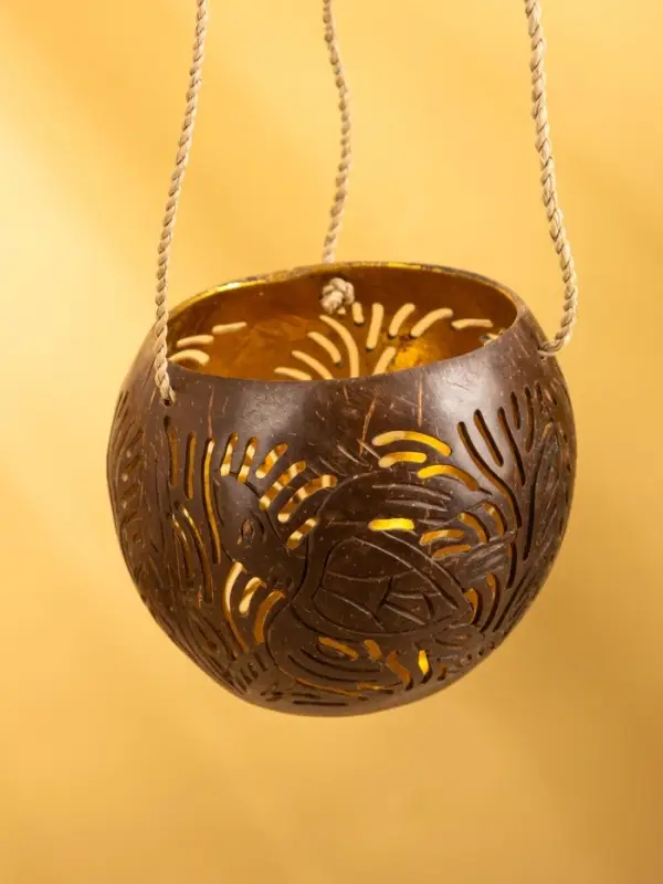 Подсвечник подвесной из кокоса, 9-12 см, коричневый Подсвечник подвесной из кокоса, 9-12 см, коричневый