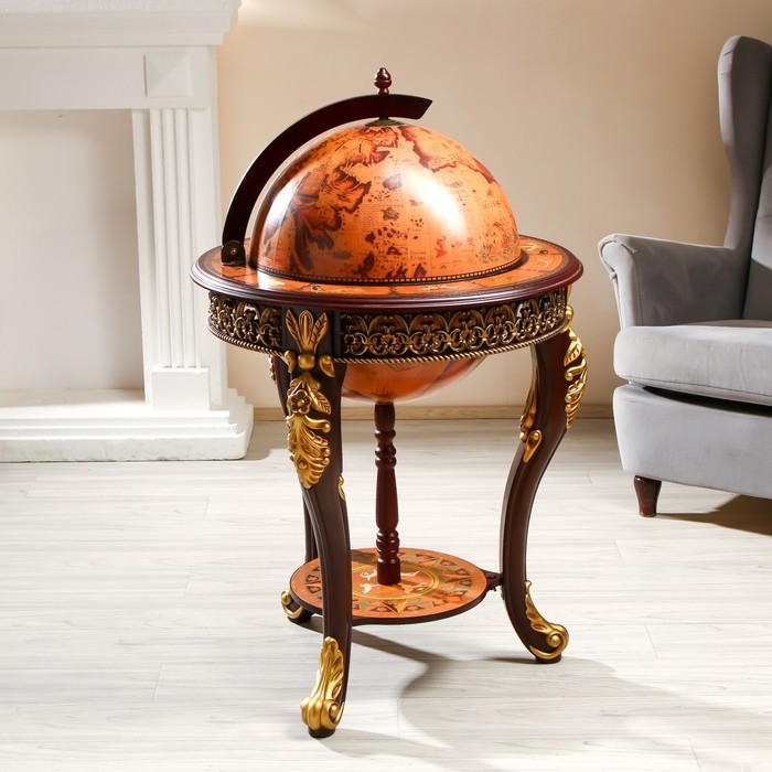 Глобус бар декоративный Глобус бар декоративный "Винтажная карта" узорные ножки 60,4х60,4х104 см