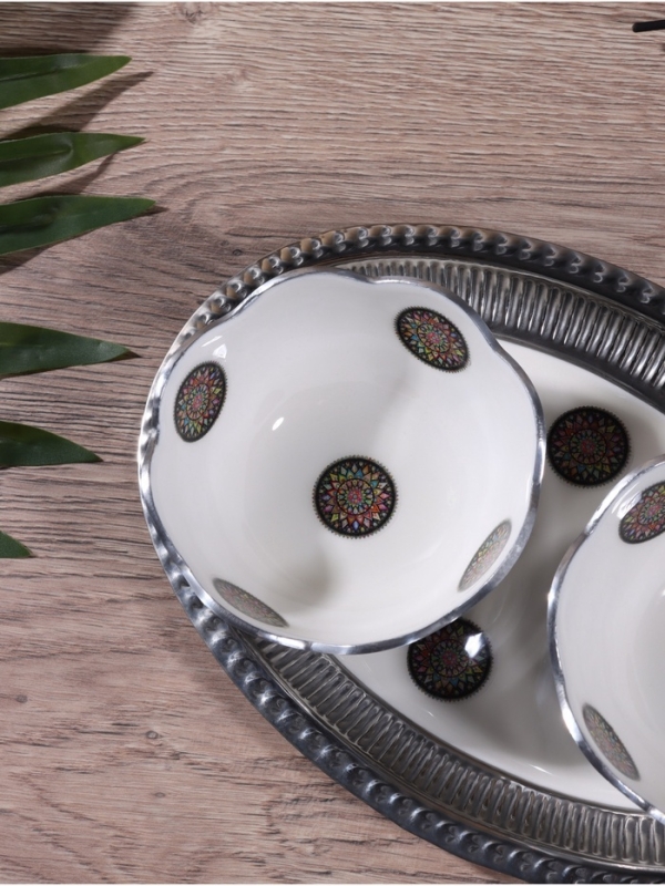 Менажница  Менажница "Винтаж" (набор 2 шт) 10х10х5,5 см, на подносе, алюминий