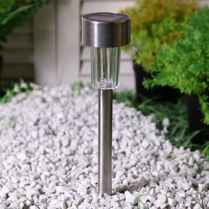 Садовый светильник на солнечной батарее «Цилиндр», 5.5×35×5.5 см, 1 LED, свечение белое