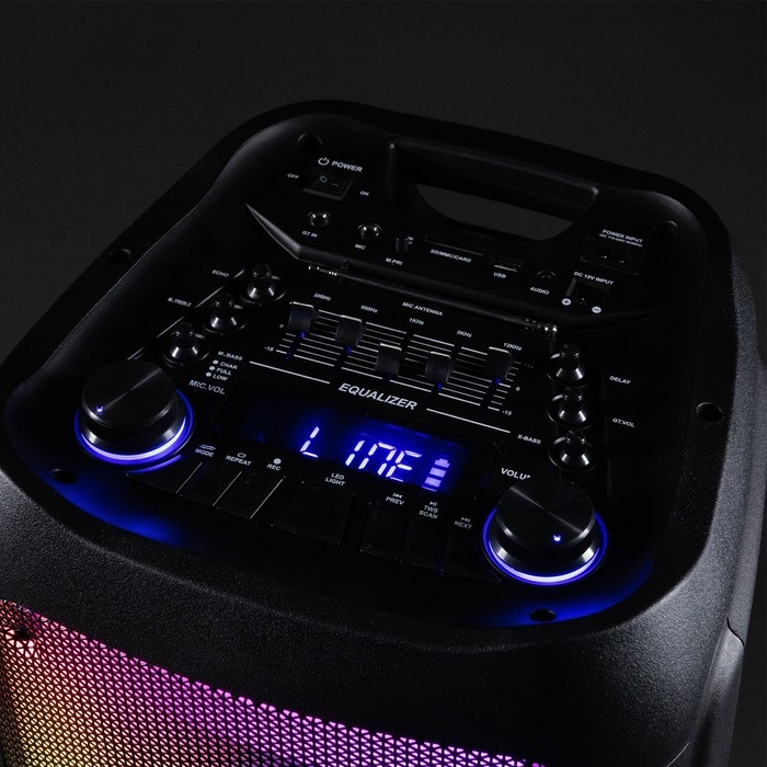 Портативная караоке система Eltronic Fire Box 1000, 100 Вт, AUX, USB, BT, 7000 мАч, чёрная Портативная караоке система Eltronic Fire Box 1000, 100 Вт, AUX, USB, BT, 7000 мАч, чёрная