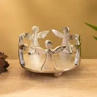 Подсвечник со стеклом &laquo;Ангелочки&raquo;, 11&times;11&times;11 см, алюминий