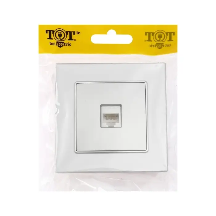 Розетка компьютерная TOT Matte Glass, стекло, скрытая, одноместная, серебристая