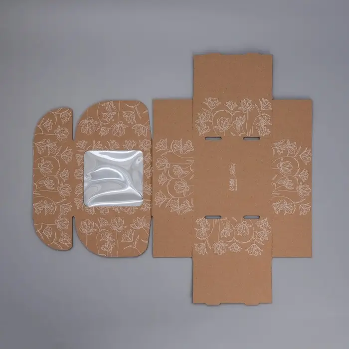 Коробка подарочная сборная с окном, упаковка, &laquo;Цветы&raquo;, бурый, 16 х 8 х 16 см