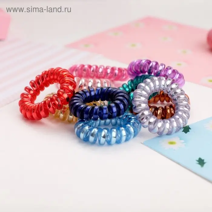Резинка для волос  Резинка для волос "Пружинка" металлик, 3,5 см, микс
