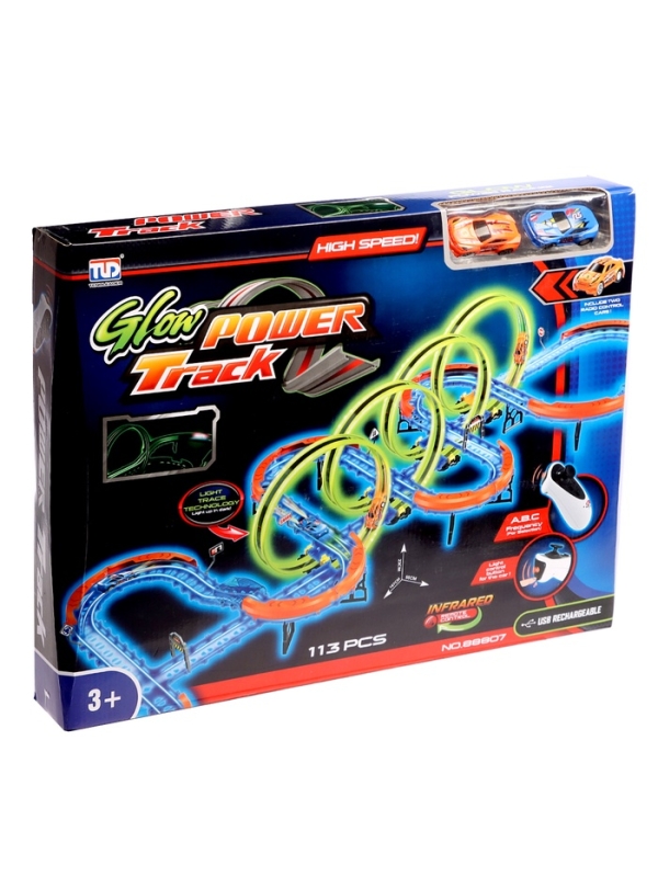 Автотрек «Стремительный мир», радиоуправление, 2 машинки, мёртвая петля, свет
