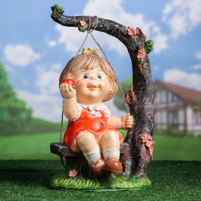 Садовая фигура из полистоуна &laquo;Девочка на качелях&raquo;, 48 см