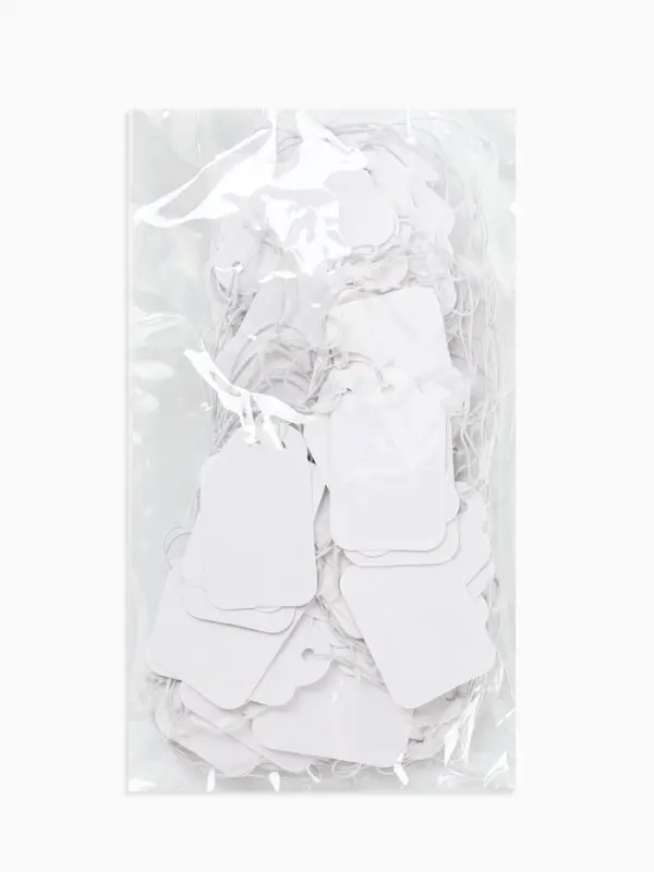Ценники на верёвке, 100 шт. отверстие 3 мм, 2.5&times;4 см, белый