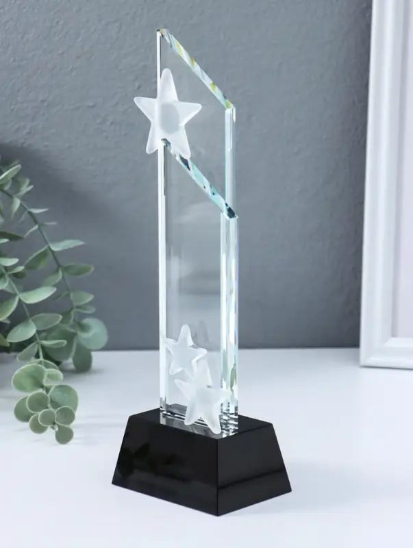 Стела наградная стекло "Звездопад" подставка h=4 ширина 6 и 8 см 6х8х22,5 см