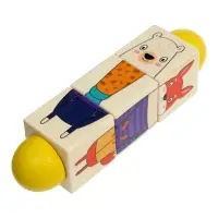 Кубики деревянные на оси «Животные» , 3 кубика Кубики деревянные на оси «Животные» , 3 кубика