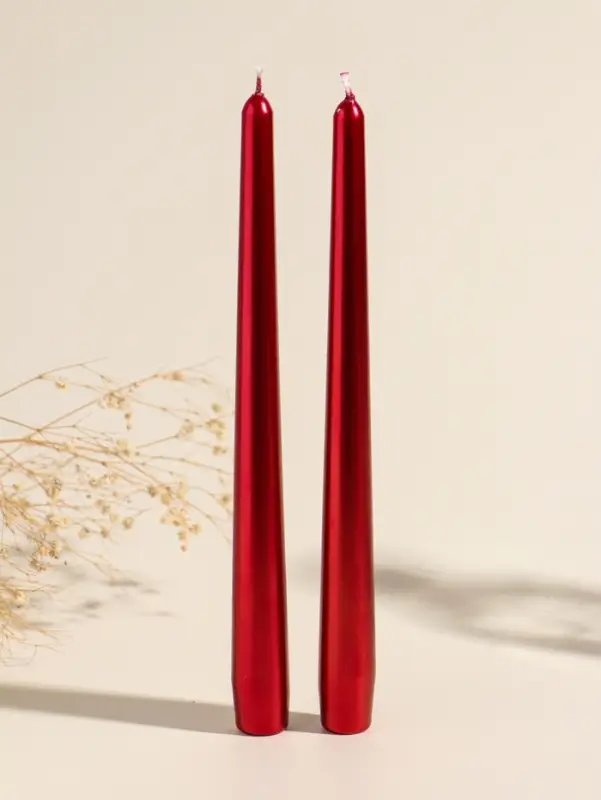 Набор свечей античных, 2.3&times;24.5 см, 5 ч, 55 г, 2 шт., бордо металлик