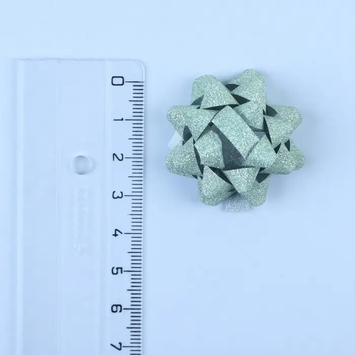 Бант - звезда №3.5, фасовка 8 шт., с блестками, МИКС