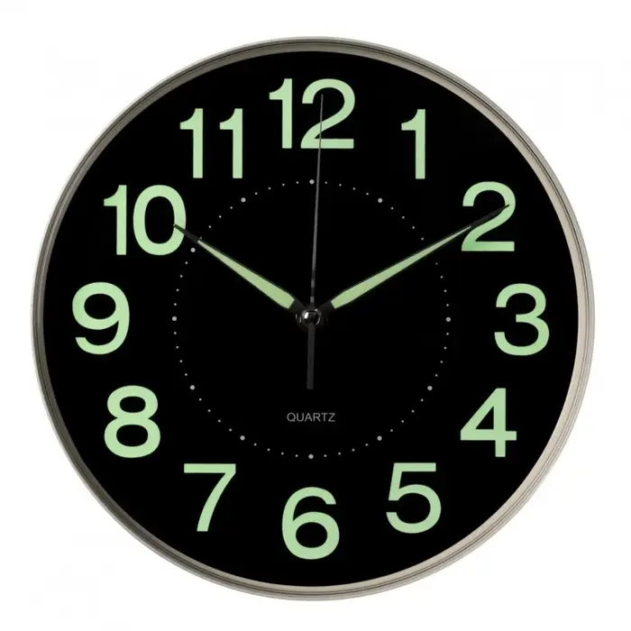 Часы настенные "Светящиеся", интерьерные, d-25 см, плавный ход, черные с белым корпусом