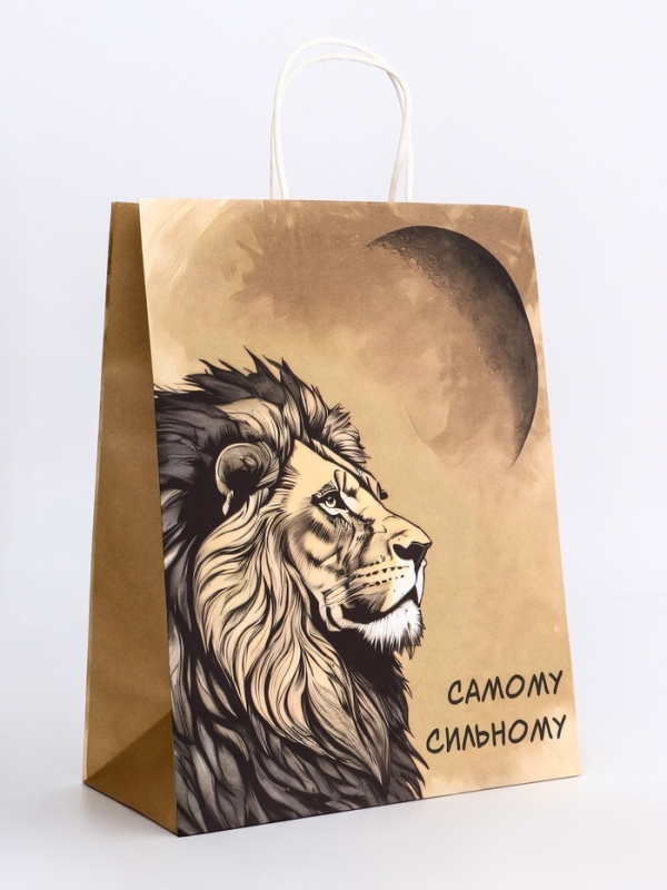 Пакет подарочный крафт Пакет подарочный крафт "Самому сильному" 26 х 11 х 32 См