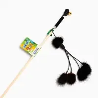 Дразнилка - удочка &laquo;Норковый пушок&raquo;, на деревянной палочке, цвет МИКС
