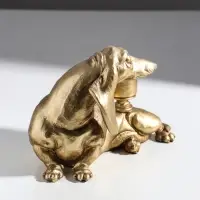 Подсвечник на 1 свечу &laquo;Шарж. Такса&raquo;, полистоун, золото, 19&times;11&times;13 см