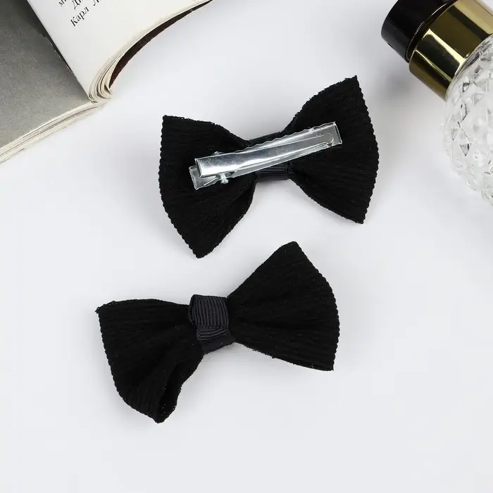 Зажим для волос  Зажим для волос "Школьница" (набор 2 шт) полосы, 6 см, чёрный