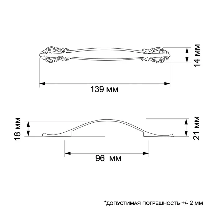 Ручка-скоба мебельная PC181, 96 мм, цвет бронза Ручка-скоба мебельная PC181, 96 мм, цвет бронза