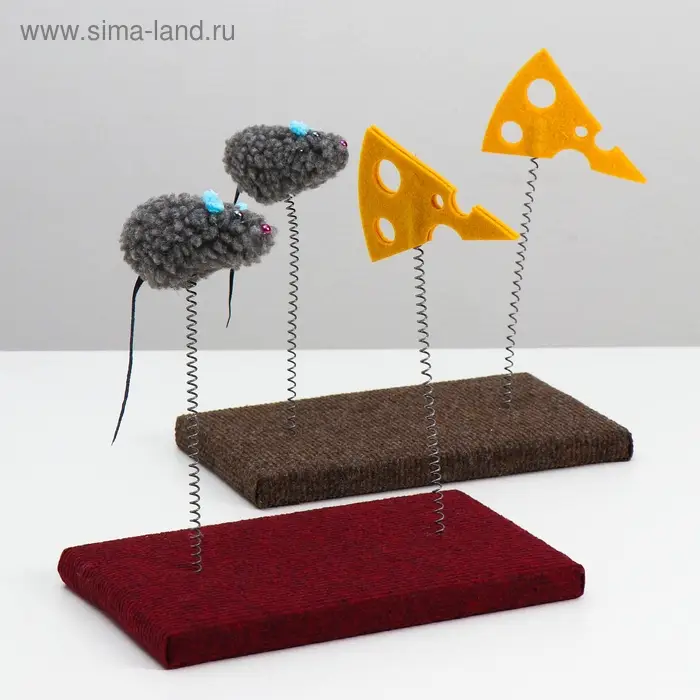 Игрушка для кошек с дразнилками  Игрушка для кошек с дразнилками "Мышь и сыр", 26 х 14,5 х 22 см  микс цветов