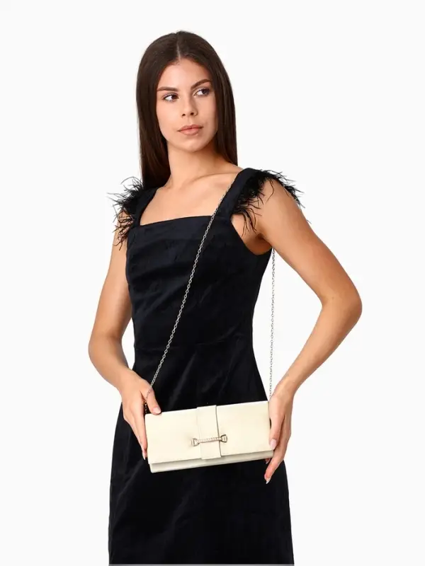 Сумка-клатч женская вечерняя на магните, на цепочке, с золотистой фурнитурой, однотонная, золотистая