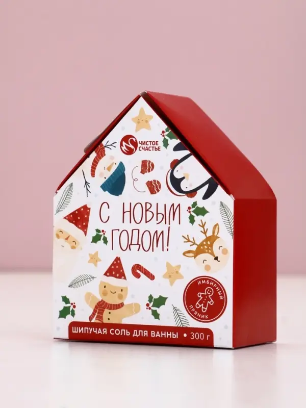 Чистое счастье соль для ванны с сухой пеной Чистое счастье соль для ванны с сухой пеной "С Новым Годом", имбирный пряник, 300 гр