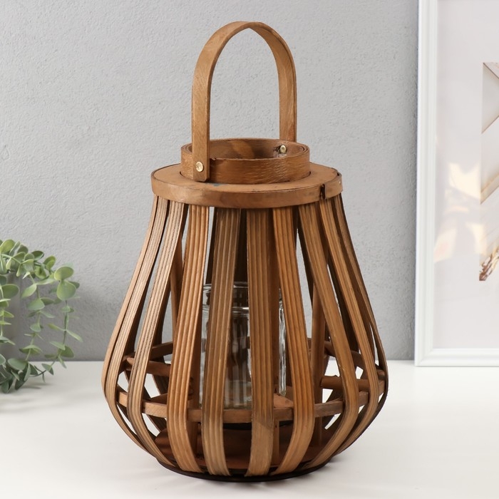 Подсвечник дерево на 1 свечу Подсвечник дерево на 1 свечу "Эко-фонарь" коричневый 12х27х30 см