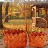 Набор корзин плетёных, 2 шт., 20&times;20&times;12 см, 16&times;16&times;10 см, ива, натуральный цвет