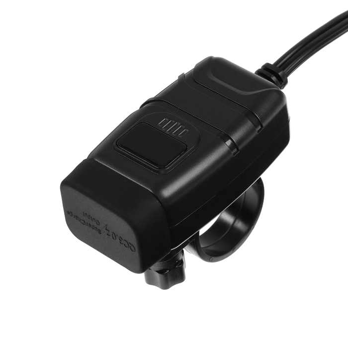 Зарядное устройство на руль мото с тумблером, USB + 3.0 Type-C, провод 40 см Зарядное устройство на руль мото с тумблером, USB + 3.0 Type-C, провод 40 см