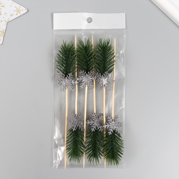 Декор для творчества Декор для творчества "Веточка и Снежинка", 17 см (набор 6 шт)