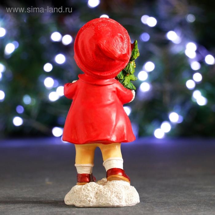Новогодняя фигура  Новогодняя фигура "Девочка с колокольчиками" красный, 7х7х17см