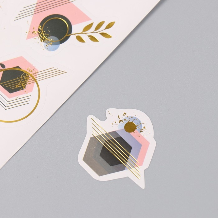 Фотоальбом 25 листов (наклейки+кольца)  Фотоальбом 25 листов (наклейки+кольца) "Геометрия" тиснение золото 19х27х3 см