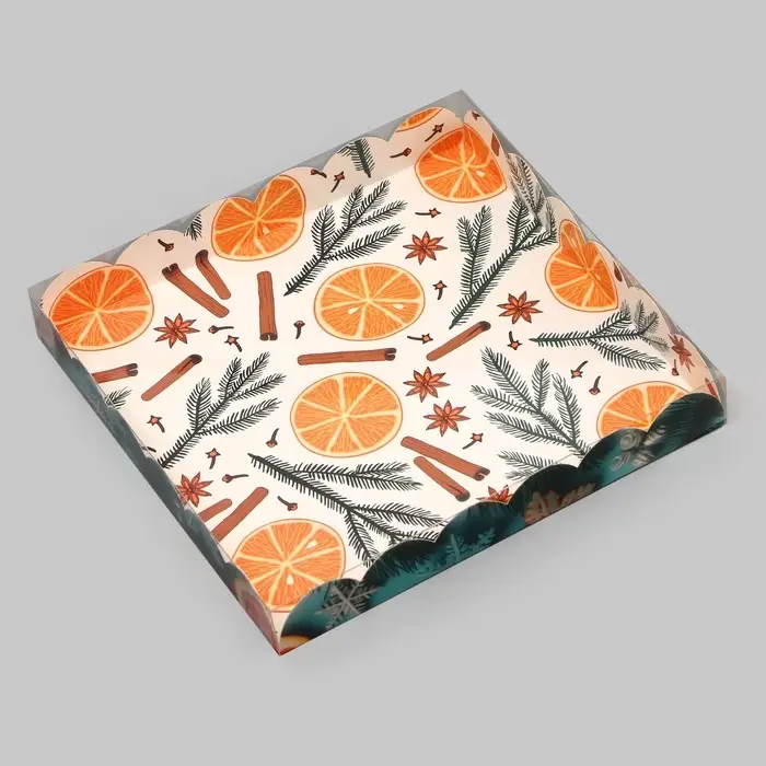 Коробка для печенья, кондитерская новогодняя упаковка, «Чудеса случаются», 21×21×3 см Коробка для печенья, кондитерская новогодняя упаковка, «Чудеса случаются», 21×21×3 см