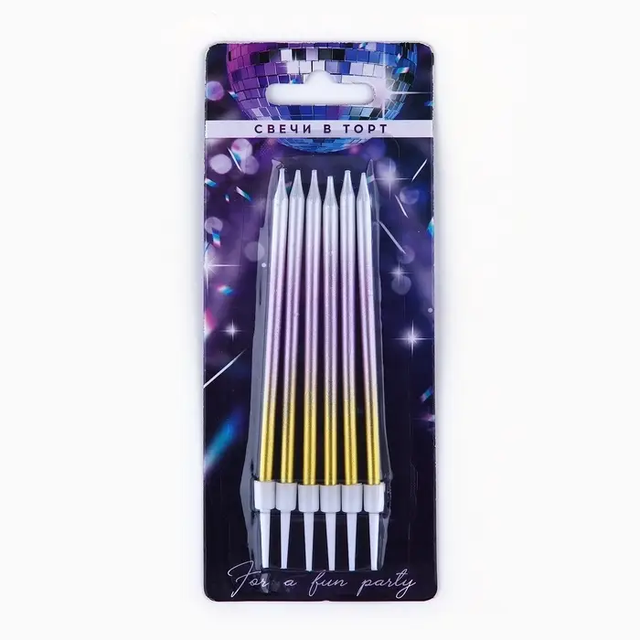 Свечи для торта Make a wish, 6 шт., 13&times;0.5 см