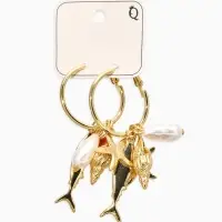 Серьги "Морской мир", с подвесками, цвет белый в золоте