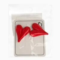 Серьги эмаль "Сердечки" вытянутые, цвет красный в золоте Серьги эмаль "Сердечки" вытянутые, цвет красный в золоте