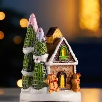 Светодиодная фигура &laquo;Дом печеньки&raquo;, 10&times;7 см, 4 LED, от батареек, свечение тёплое белое