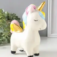 Копилка для денег &laquo;Единорожка с золотыми крылышками и рогом&raquo;, керамика, 15.5&times;6.9&times;18 см