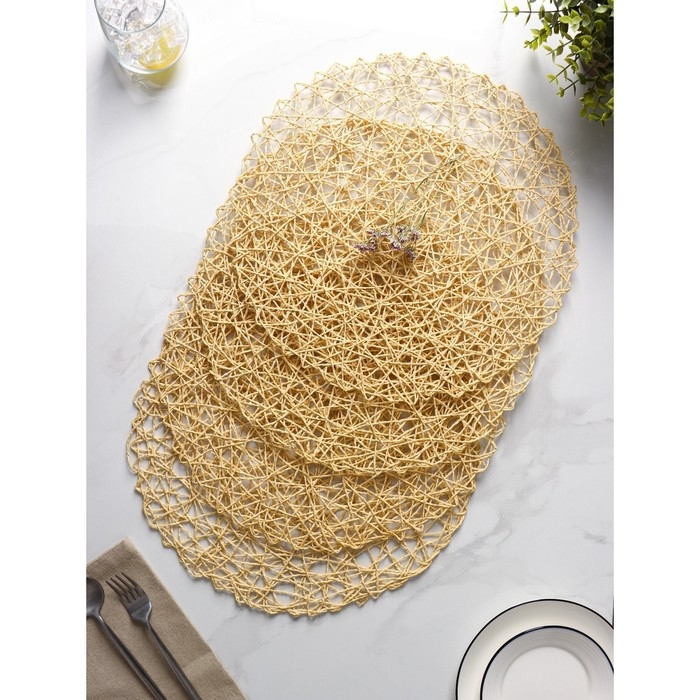 Салфетки сервировочные на стол Доляна «Одуванчик», 4 шт, d=38 см, цвет бежевый Салфетки сервировочные на стол Доляна «Одуванчик», 4 шт, d=38 см, цвет бежевый