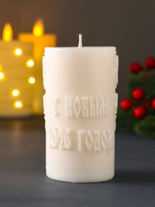 Декоративная свеча "Столбик с лошадью" (молочный), 215 г