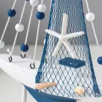 Сувенир дерево "Парусник с морской звездой на парусе" бело-синий 17,5х4х31 см