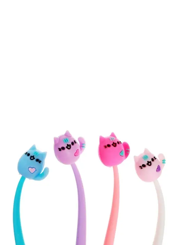 Ручка гелевая-прикол, синий стержень, Котик МИКС