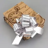 Подарочный бант - шар №3 голография, цвет серебро, для упаковки подарков